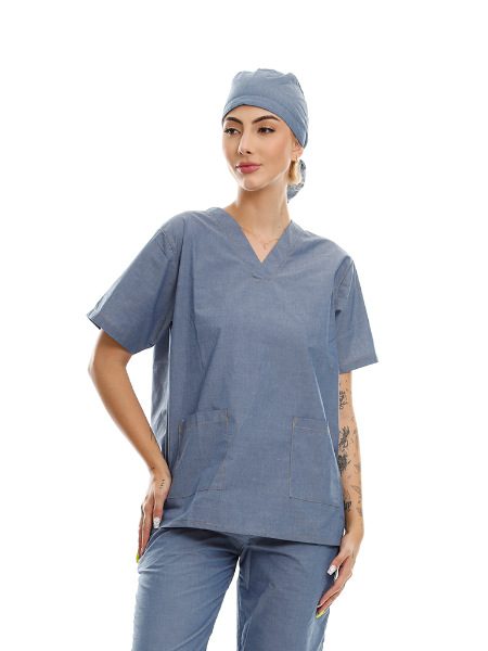 Camisa cuello V chambray 0832